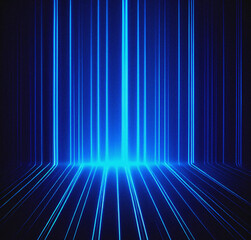 Futuristic background with lights. Technology Backdrop. Flyer, card design. Minimalist template. Blue banner for presentation or product. Futurism theme