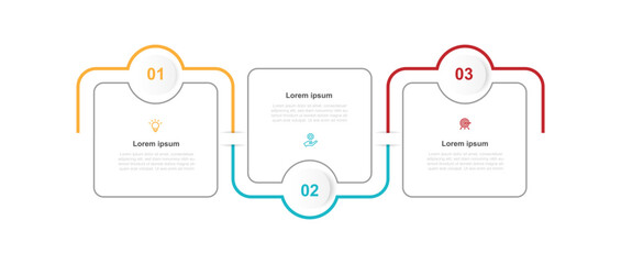 3 step process template infographic vector element with icons suitable for web presentation and business information