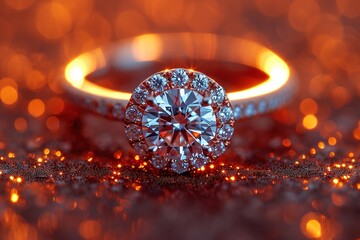 A surprise proposal with a sparkling engagement ring, natural lighting