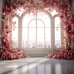 Background wedding with floral generative AI