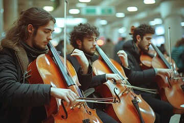A surprise serenade from a live string quartet in a public space