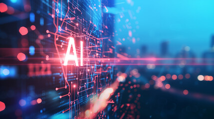 AI Globe with hi-tech circuit board technology background.