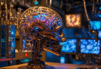 The brain in the center of the room and the wires running from the brain to the devices