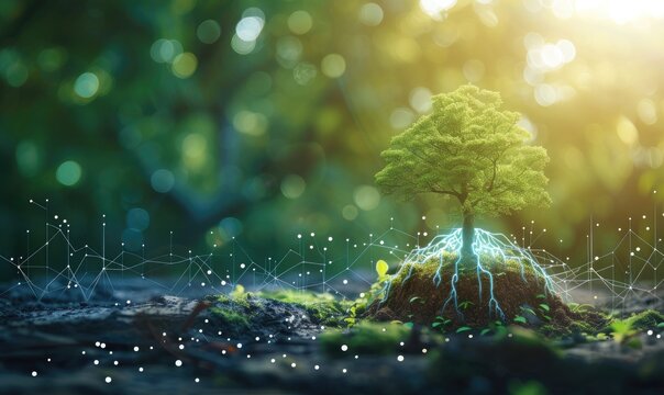 the concept of preserving forests. selective focus. blured