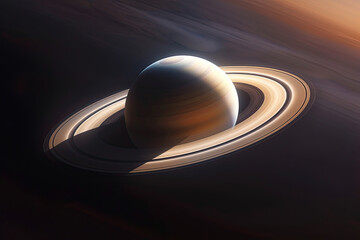 Planet Saturn with it's rings in outer deep space