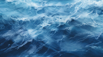 Abstract background of blue water with waves and splashes .
