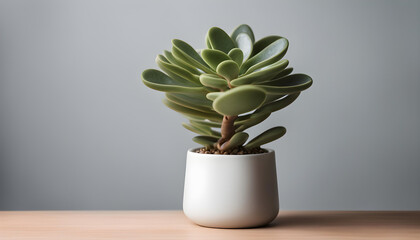 Houseplant jade plant money tree in stylish pot