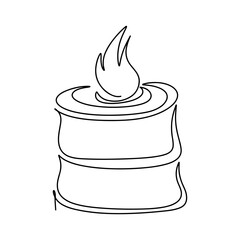 Candle in single line. Hand drawn style. Vector illustration isolated on white. Coloring page.