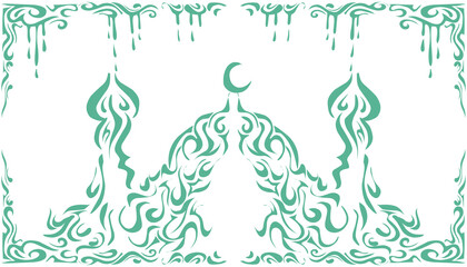 Fototapeta na wymiar Green tribal background for Ramadan or Islamic holiday theme