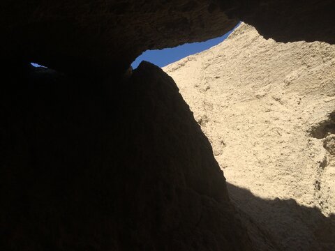 Inside Tapiado Mud Caves, Anza Borrego State Park, Black Copy Space