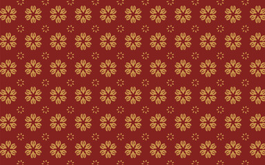 Vector Luxury Seamless Pattern. Flower Ornament. Red and Gold Colors