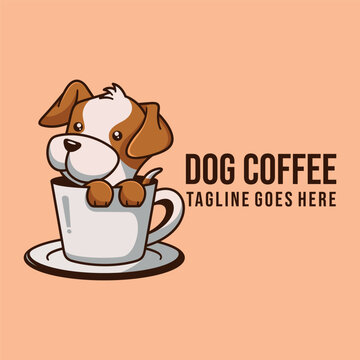 very cute dog cartoon logo