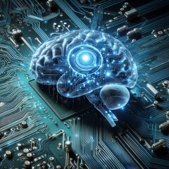 Digital Brain Circuitry Concept Illustration