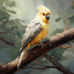 Cockatiel sitting on a branch