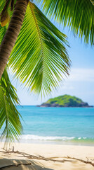 Tropical beach with coconut palm tree, Seychelles