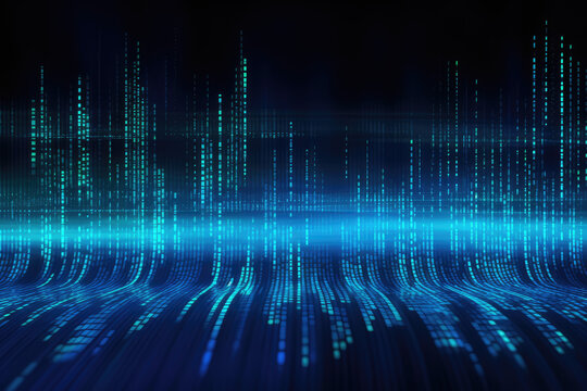 abstract blue matrix digital background, 3d rendering computer digital image
