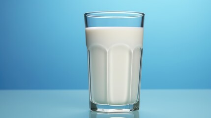 glass of milk on light blue background UHD Wallpaper