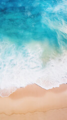Aerial view of beautiful tropical beach with turquoise ocean wave