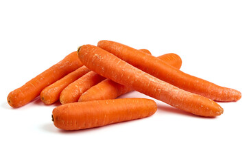 Peeled Carrots, isolated on white background.
