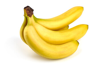 Bunch of ripe bananas isolated on white background.