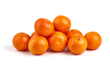 Fresh tangerines, isolated on white background.