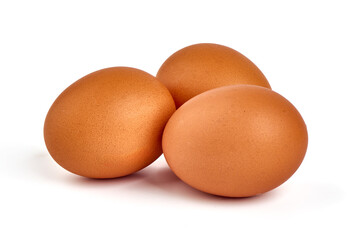 Chicken eggs, isolated on white background.