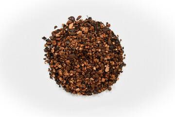 Dried Organic Guarana Seeds on white background. Paullinia Cupana. top view. 