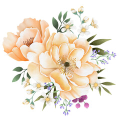Watercolor bouquet of yellow flowers