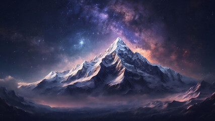 Galaxy starry sky snow mountain background