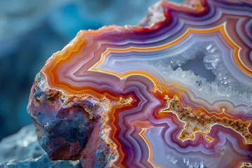 Papier Peint photo Lavable Cristaux Zoom in on the intricate details of a natural agate gemstone slice.