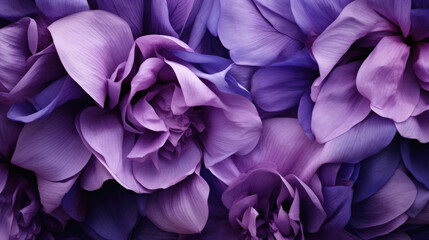 Purple and blue flower petals as background. Close up .