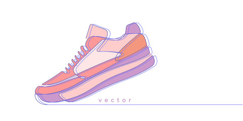 Sports shoes in a line style. Sneakers Vector . Sketch sneakers for your creativity.Shoe advertising .