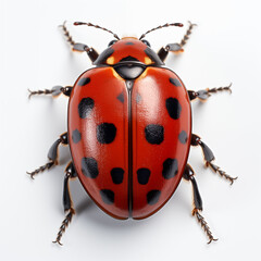 Red ladybug insect on white background
