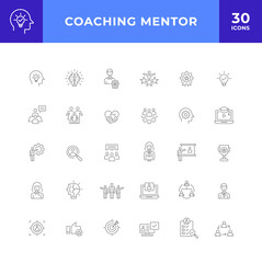 Coaching mentor line icon set collection. modern simple web sign, symbol icon. Editable stroke.