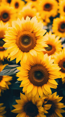 Fototapeta premium Beautiful sunflowers in the garden - Vintage effect style pictures
