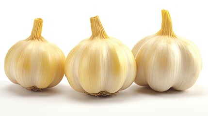 Obraz premium Garlic Bulbs on White Background copy spac UHD Wallpaer