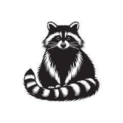 Graceful Raccoon Figures: Elegant Silhouettes Celebrating the Agile Beauty of Nature - Raccoon Vector - Raccoon Illustration - Animal Silhouette Vector
