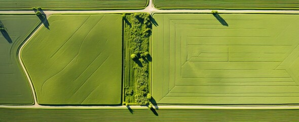 A bird's-eye view reveals vast stretches of farmland spreading across the landscape.