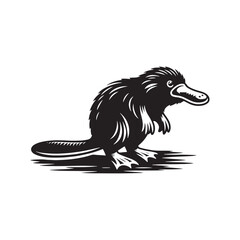 Whispers of Nature: Platypus Silhouette Series Echoing the Subtle Language of Wildlife - Platypus Illustration - Platypus Vector

