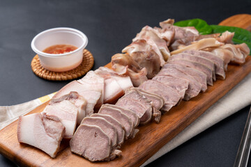 Pork head meat, head meat, badger persimmon, boiled pork, side dishes, Korean food, pork