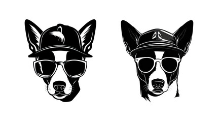 Cool Dog Eyeglasses Isolated, Funny Dogs for Print, AI Generative Illustration