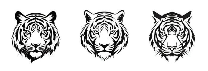 Obraz premium Tiger Icon, Tiger Head Isolated, Minimal Cat Head