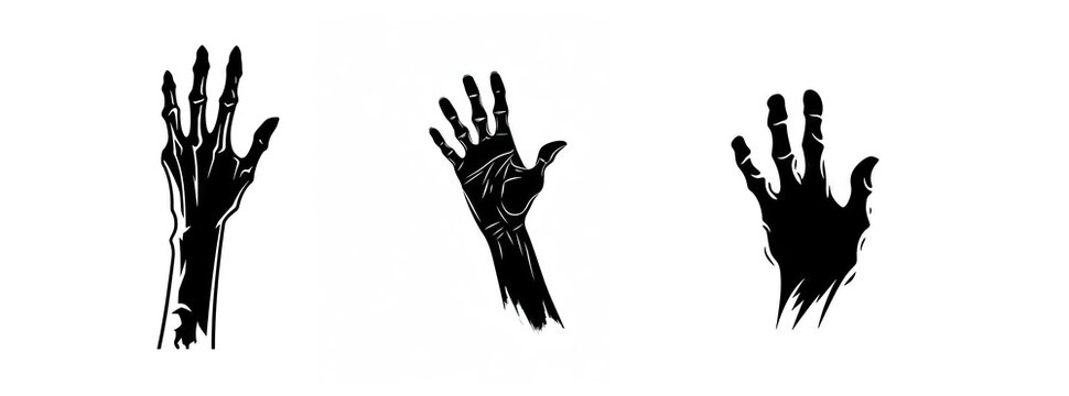 Dead man raising up hand on white AI generative illustration