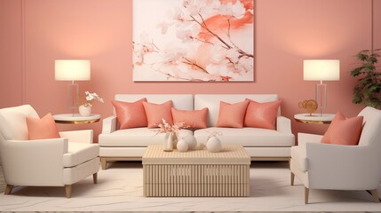 Fototapeta na wymiar lounge with a coral cascade theme