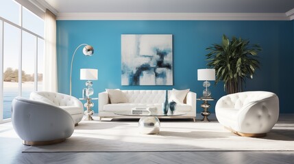 Fototapeta na wymiar lounge with azure dream vibes