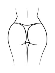 drawing black and white woman butt in bikini panties
