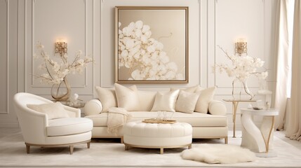lounge with opulent ivory tones
