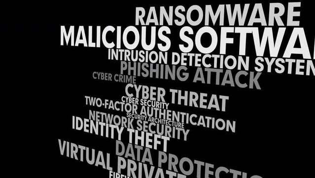 Cybersecurity protecting against cyber crime and threats with secure communication, network security, and data encryption on black background with safety shield and virtual private network