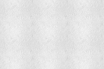 white seamless pattern white paper craft embossing style, spring flower vine and floral, wallpaper background element, Ai Generated