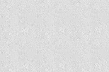 white seamless pattern white paper craft embossing style, spring flower vine and floral, wallpaper background element, Ai Generated